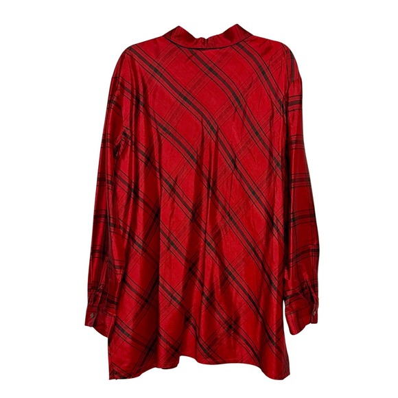 Coldwater Creek Plaid Silk Button Up Shirt Women's Sz 3X Holiday Coastal Cowgirl - Picture 4 of 6